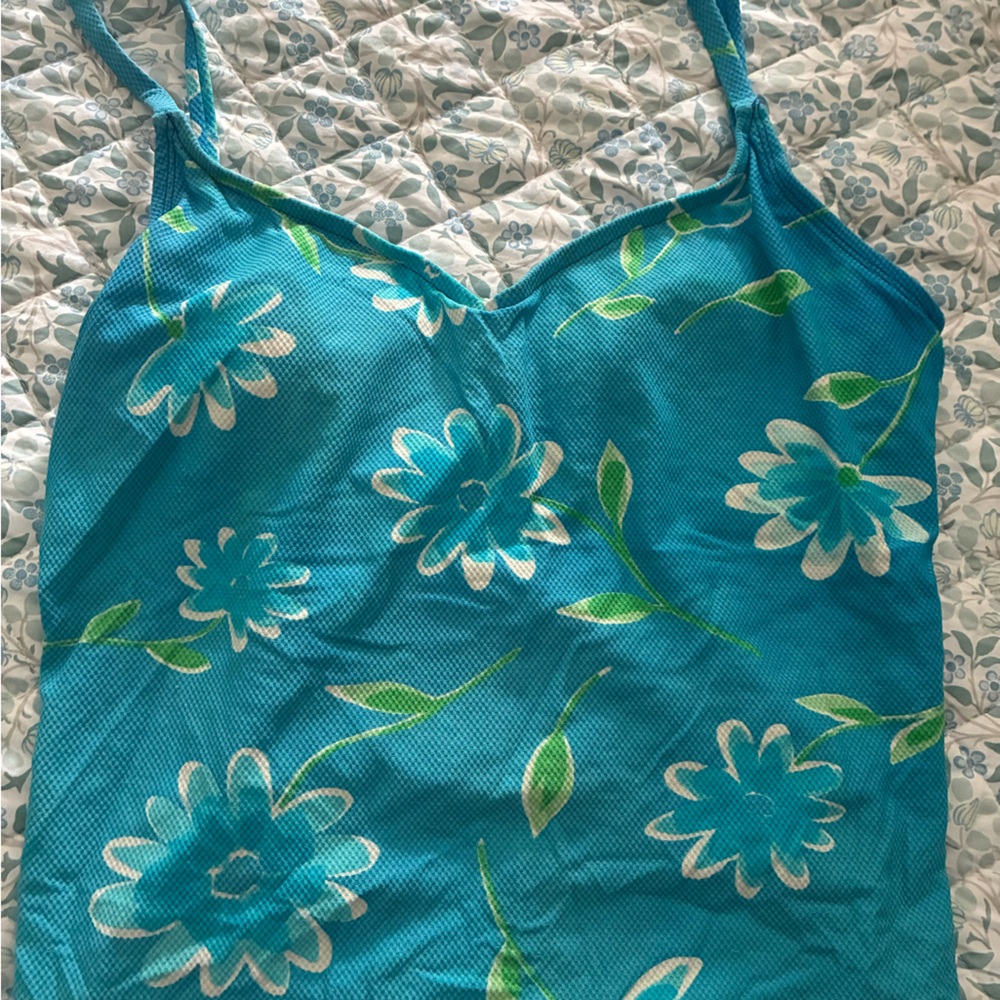 Liz Claiborne Teal and Green Floral Dress
